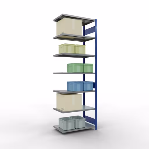 Afbeelding nr. 13 van het artikel aanbouwrekken, legbordstellingen, insteeksysteem MULTIplus330, 3000 x 1000 x 600 mm, 7 legborden, lengtestangen, RAL 5010 gentiaanblauw/verzinkt uit de productgroep insteeksysteem van het merk Schulte Lagertechnik.