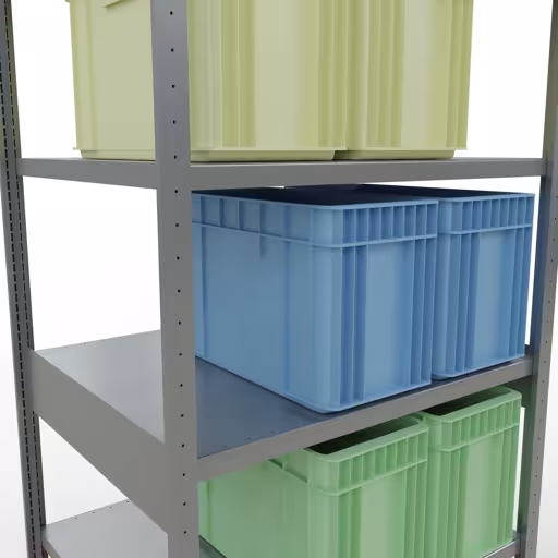 Productafbeelding nr. 13 van het artikel basisplank, legplank-insteeksysteem MULTIplus250, 2500 x 1000 x 800 mm, 6 legborden, kruisschoor, verzinkt uit het plug-in-systeem assortiment van het merk Schulte Lagertechnik