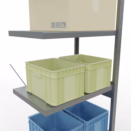 Figuur nr. 12 van het artikel aanbouwrekken, legbordstellingen, insteeksysteem MULTIplus250, 2500 x 750 x 500 mm, 6 legborden, kruisschoor, verzinkt uit de insteeksysteem productgroep van Schulte Lagertechnik.