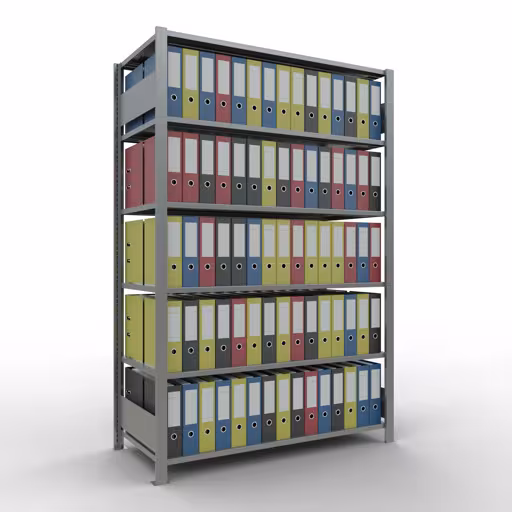 Productafbeelding nr. 11 van het artikel basisplank, kantoorplank, insteeksysteem MULTIplus150, 2000 x 1300 x 600 mm, 6 planken, lengtestangen, verzinkt, zonder middenaanslag Afbeelding nr. 11 van het artikel, kantoorrekken, insteeksysteem MULTIplus150, 2000 x 1300 x 600 mm, 6 legborden, verzinkt, zonder middenaanslag uit de productgroep kantoorrekken van Schulte Lagertechnik