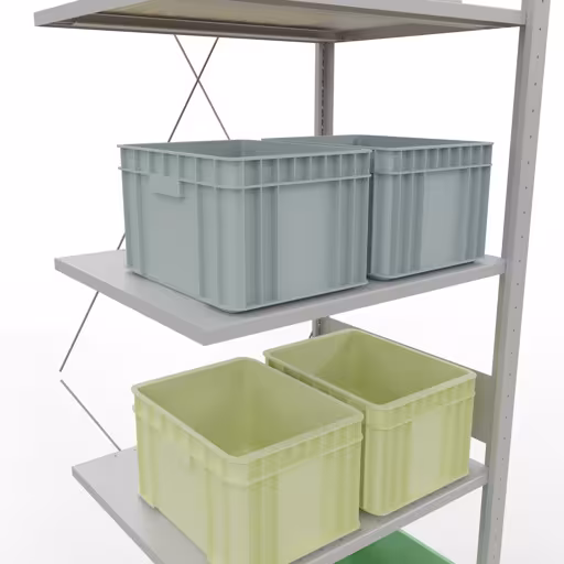 Aanbouwstelling, stellingkast MULTIplus150 insteeksysteem, 3000 x 750 x 600 mm (HxBxD), 7 legborden, kruisschoor, RAL 7035 lichtgrijs met de GTIN 4004514205605 Aanbouwrekken, legbordstellingen, insteeksysteem MULTIplus150, 3000 x 750 x 600 mm, 7 legborden, RAL 7035 lichtgrijs van Schulte Lagertechnik met artikelnr. 32667-75