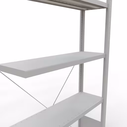 Aanbouwrekken, rekken, insteeksysteem MULTIplus330, 2000 x 1000 x 300 mm (HxBxD), 5 planken, kruisschoor, RAL 7035 lichtgrijs van Schulte Lagertechnik uit de categorie insteeksystemen