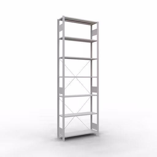 Basisplank, legbord, insteeksysteem MULTIplus85, 3000 x 1000 x 300 mm, 7 legborden, RAL 7035 lichtgrijs van het merk Schulte Lagertechnik uit het assortiment insteeksysteem