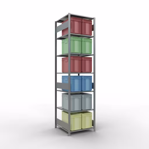 Basisplank, legbord, insteeksysteem MULTIplus150, 3000 x 750 x 800 mm, 7 legborden, lengtestangen, verzinkt van Schulte Lagertechnik met het artikelnr. 12782-75-LR