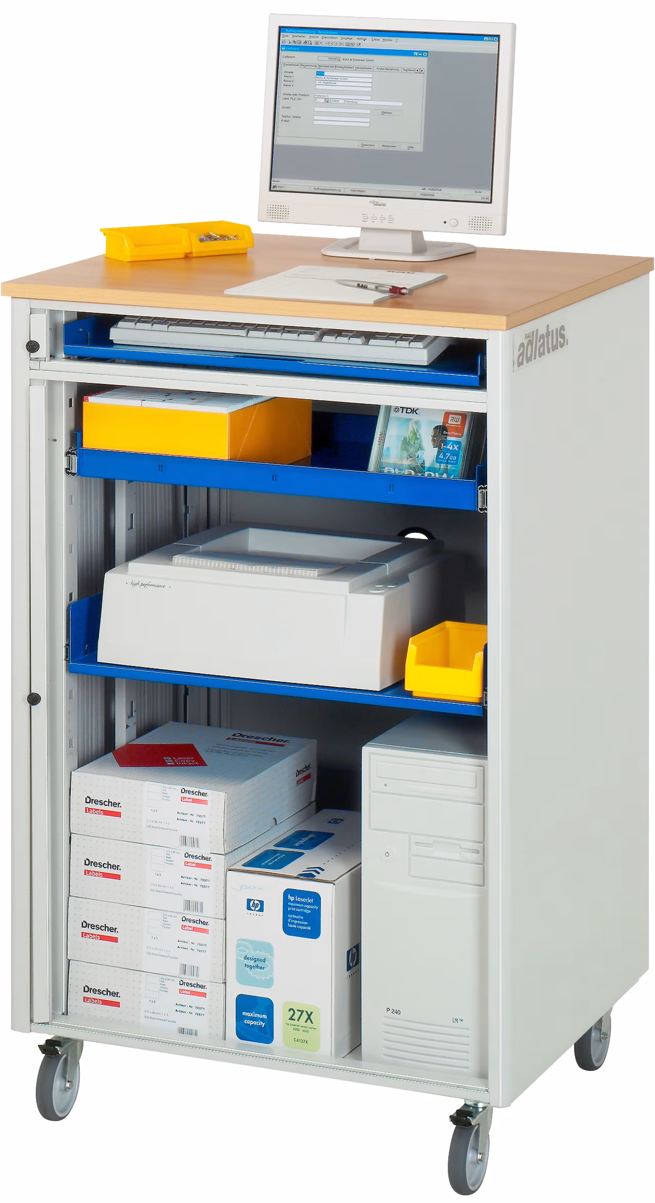 Computerstation 2050, B720xD660xH1140mm, mobiel