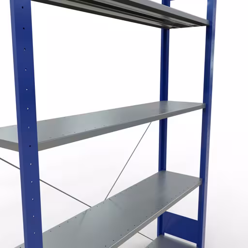 Andere productaanzicht Basisplank, legbord, insteeksysteem MULTIplus150, 2000 x 1300 x 300 mm (HxBxD), 5 legborden, kruisschoor, RAL 5010 gentiaanblauw/verzinkt Andere weergave van het artikel basisplank, legbord, insteeksysteem MULTIplus150, 2000 x 1300 x 300 mm, 5 legborden, RAL 5010 gentiaanblauw/verzinkt uit de categorie insteeksysteem