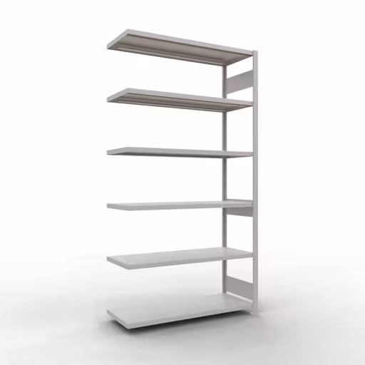 Figuur nr. 13 van het artikel aanbouwrekken, legbordstellingen, insteeksysteem MULTIplus250, 2500 x 1300 x 500 mm, 6 legborden, lengtestangen, RAL 7035 lichtgrijs uit de insteeksysteem productgroep van Schulte Lagertechnik.