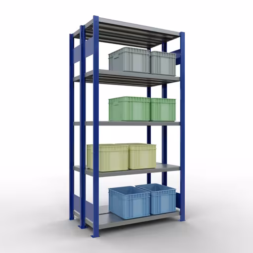 Basisplank, dubbele plank, plankplank, insteeksysteem MULTIplus250, 2000 x 1000 x (2x300) mm, 2x5 planken, lengtestangen, RAL 5010 gentiaanblauw van Schulte Lagertechnik met het artikelnr. 33230-B