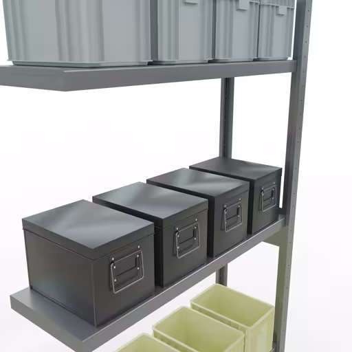 Productafbeelding nr. 12 van het artikel aanbouwplank, legbord, insteeksysteem MULTIplus250, 3000 x 1000 x 300 mm, 7 legborden, verzinkt uit het assortiment insteeksysteem van het merk Schulte Lagertechnik