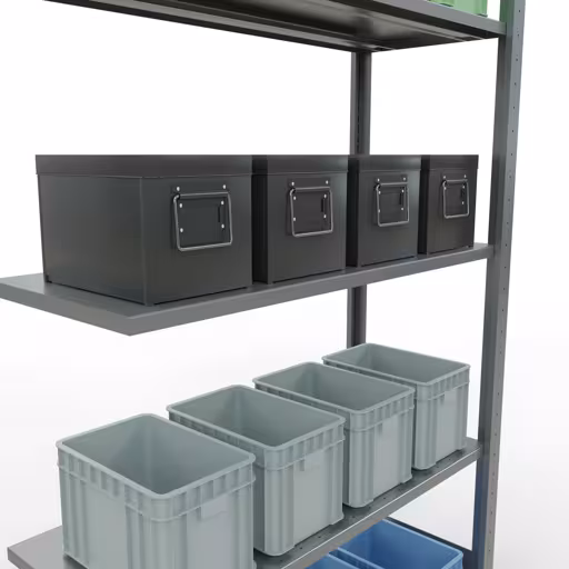 Afbeelding nr. 10 van het artikel aanbouwrekken, legbordstellingen, insteeksysteem MULTIplus85, 2000 x 1000 x 400 mm, 5 legborden, verzinkt uit de productgroep insteeksysteem van Schulte Lagertechnik
