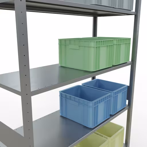 Extra afbeelding van het artikel Basisplank, legbord, insteeksysteem MULTIplus150, 3000 x 1300 x 500 mm (HxBxD), 7 legborden, lengtestangen, verzinkt Extra afbeelding van het artikel Basisplank, legplank, insteeksysteem MULTIplus150, 3000 x 1300 x 500 mm, 7 legborden, lengtestangen, verzinkt vanaf basisplank