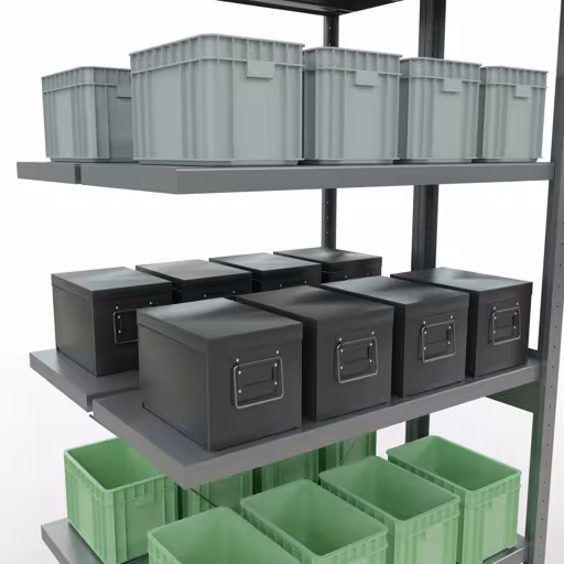 Aanbouwrekken, dubbele rekken, stellingsysteem MULTIplus250, 2500 x 1000 x (2x400) mm, 2x6 planken, kruisschoor, verzinkt van Schulte Lagertechnik met artikelnr. 14246-A