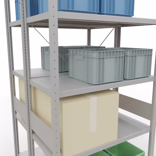 Basisplank, dubbele plank, stellingsysteem MULTIplus250, 3000 x 1000 x (2x500) mm (HxBxD), 2x7 planken, kruisschoor, RAL 7035 lichtgrijs met artikelnr. 32152-G Basisplank, dubbele plank, rekkensysteem MULTIplus250, 3000 x 1000 x (2x500) mm, 2x7 planken, kruisschoor, RAL 7035 lichtgrijs van Schulte Lagertechnik uit de categorie rekken