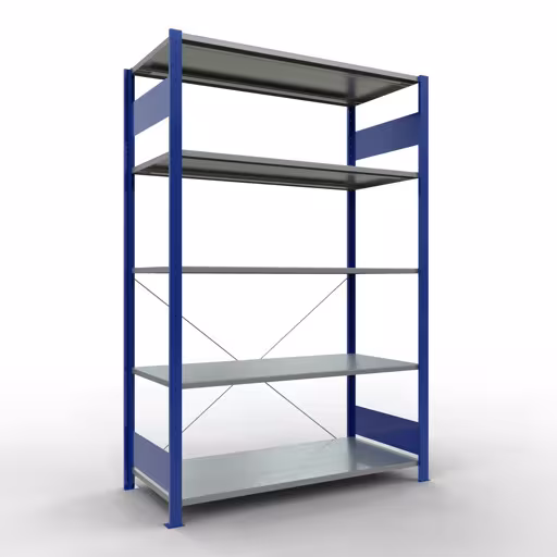 Andere weergave van het artikel basisplank, legbord, insteeksysteem MULTIplus150, 2000 x 1300 x 600 mm, 5 legborden, RAL 5010 gentiaanblauw/verzinkt uit de categorie insteeksysteem