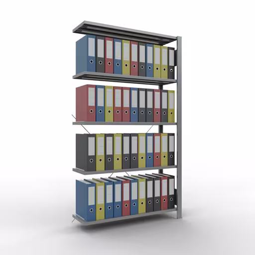 Productafbeelding nr. 13 van het artikel Aanbouwstelling, kantoorstelling, insteeksysteem MULTIplus85, 1800 x 1000 x 300 mm, 5 legborden, kruisschoor, verzinkt, zonder aanslaglijst Figuur nr. 13 van het artikel, kantoorrekken, insteeksysteem MULTIplus85, 1800 x 1000 x 300 mm, 5 planken, verzinkt, zonder aanslaglijst uit de productgroep kantoorrekken van Schulte Lagertechnik.