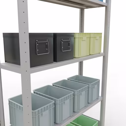 Basisplank, legplank, insteeksysteem MULTIplus150, 2000 x 1000 x 300 mm, 5 planken, lengtestangen, RAL 7035 lichtgrijs van Schulte Lagertechnik uit de categorie insteeksystemen