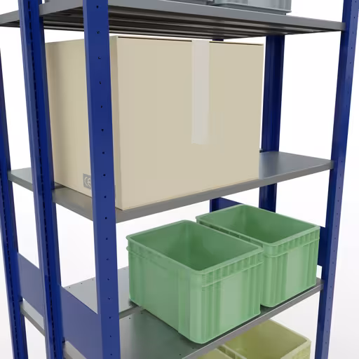 Basisplank, dubbele plank, rekkensysteem MULTIplus150, 3000 x 1000 x (2x300) mm (HxBxD), 2x7 planken, lengtestangen, RAL 5010 gentiaanblauw uit de categorie dubbele rekken met de GTIN 4058255012619 Basisplank, dubbele plank, rekkensysteem MULTIplus150, 3000 x 1000 x (2x300) mm, 2x7 planken, lengtestangen, RAL 5010 gentiaanblauw van Schulte Lagertechnik uit het rekkenprogramma