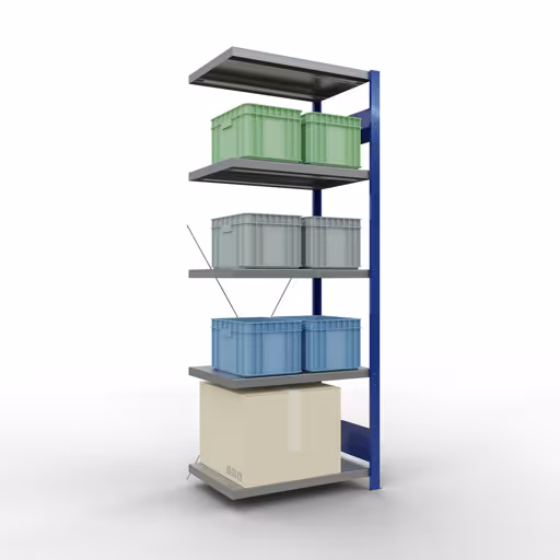 Figuur nr. 13 van het artikel aanbouwrekken, legbordstellingen, insteeksysteem MULTIplus250, 2000 x 750 x 500 mm, 5 legborden, kruisschoor, RAL 5010 gentiaanblauw/verzinkt/verzinkt uit de productgroep insteeksysteem van Schulte Lagertechnik