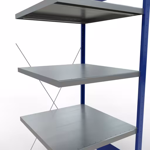 Afbeelding nr. 9 van het artikel aanbouwrekken, legbordstellingen, insteeksysteem MULTIplus250, 2000 x 750 x 800 mm, 5 legborden, RAL 5010 gentiaanblauw/verzinkt/verzinkt uit de productgroep insteeksysteem van het merk Schulte Lagertechnik.