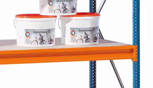 Andere weergave van het artikel, grootvakstelling met spaanplaat B 100, 2500 x 1785 x 600 mm, blauw/oranje/verzinkt, 4 niveaus, uit de categorie grootvakstellingen