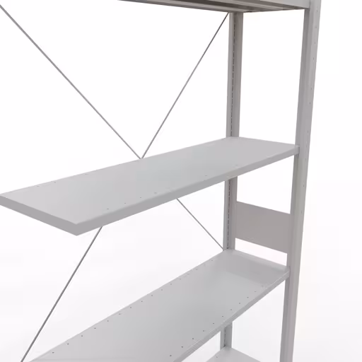 Aanbouwrekken, rekken, insteeksysteem MULTIplus150, 3000 x 1000 x 300 mm, 7 legborden, kruisschoor, RAL 7035 lichtgrijs van Schulte Lagertechnik uit het assortiment insteeksysteem