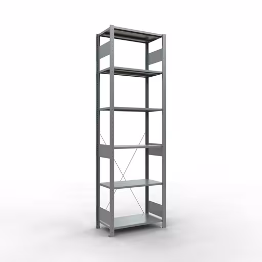 Basisplank, legplank, insteeksysteem MULTIplus150, 2500 x 750 x 400 mm, 6 legborden, kruisschoor, verzinkt van Schulte Lagertechnik uit de categorie insteeksysteem