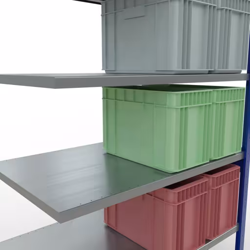 Afbeelding nr. 12 van het artikel aanbouwrekken, legbordstellingen, insteeksysteem MULTIplus250, 2500 x 1300 x 800 mm, 6 legborden, kruisschoor, RAL 5010 gentiaanblauw/verzinkt uit de productgroep insteeksysteem van Schulte Lagertechnik.
