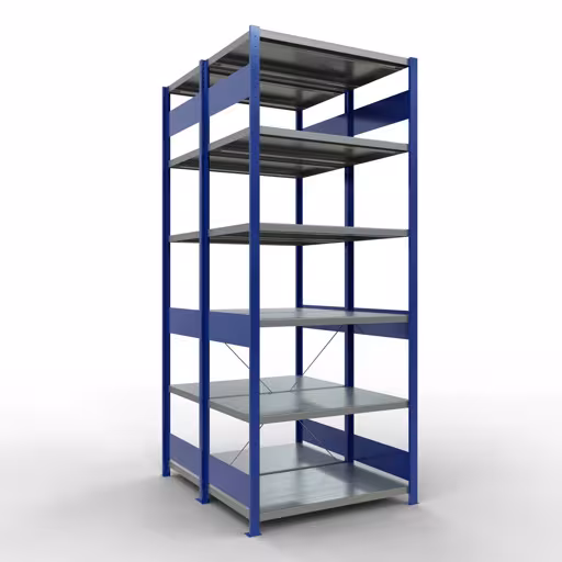Figuur nr. 16 van het artikel basisplank, dubbele plank, stellingsysteem MULTIplus250, 2500 x 1000 x (2x600) mm, 2x6 planken, kruisschoor, RAL 5010 gentiaanblauw uit de productgroep stellingrekken van Schulte Lagertechnik