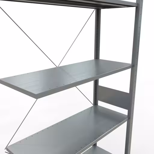 Aanbouwrekken, rekken, insteeksysteem MULTIplus85, 3000 x 1000 x 400 mm (HxBxD), 7 legborden, kruisschoor, verzinkt uit de categorie aanbouwrekken met de GTIN 4004514202482 Aanbouwrek, stelling, insteeksysteem MULTIplus85, 3000 x 1000 x 400 mm, 7 legborden, verzinkt van het merk Schulte Lagertechnik uit het assortiment insteeksysteem