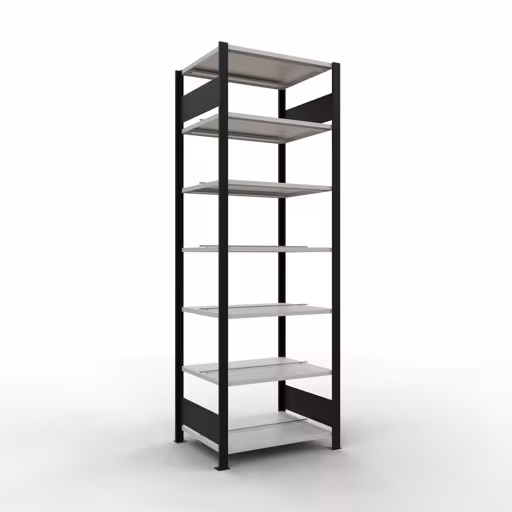 Afbeelding nr. 14 van het artikel, kantoorrekken, insteeksysteem MULTIplus150, 2300 x 750 x 600 mm, 7 planken, met middenaanslag, zwart/lichtgrijs uit de productgroep kantoorrekken van Schulte Lagertechnik
