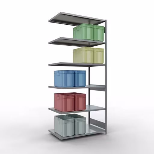 Afbeelding nr. 15 van het artikel aanbouwrekken, legbordstellingen, insteeksysteem MULTIplus250, 3000 x 1300 x 800 mm, 7 legborden, lengtestangen, verzinkt uit de productgroep insteeksysteem van Schulte Lagertechnik