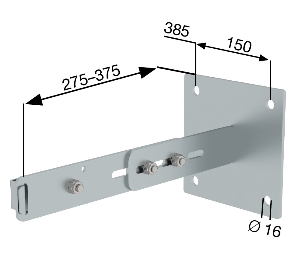 Sonstige 3814156 Munk muurbeugel met klem, verstelbaar 275-375mm, gegalvaniseerd staal