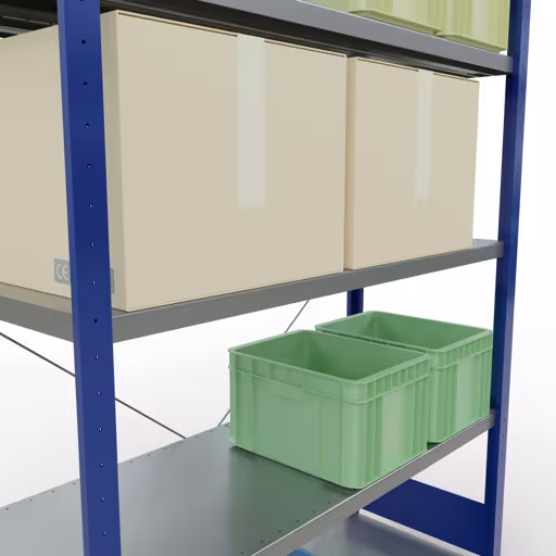 Basisplank, legbord, insteeksysteem MULTIplus250, 2000 x 1300 x 500 mm, 5 legborden, kruisschoor, RAL 5010 gentiaanblauw/verzinkt van Schulte Lagertechnik uit het assortiment insteeksysteem