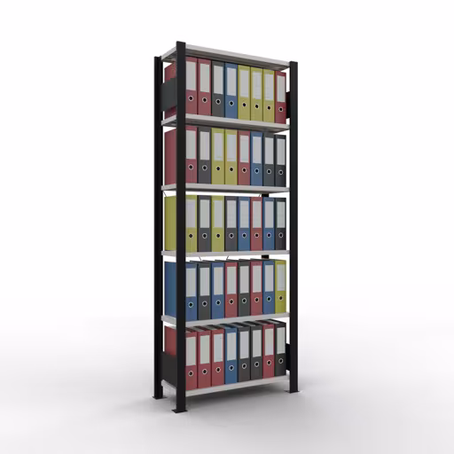 Figuur nr. 9 van het artikel basisrek, kantoorrek, insteeksysteem MULTIplus85, 2000 x 750 x 300 mm, 6 planken, kruisschoor, zonder aanslaglijst, zwart/lichtgrijs uit de productgroep kantoorrekken van Schulte Lagertechnik.
