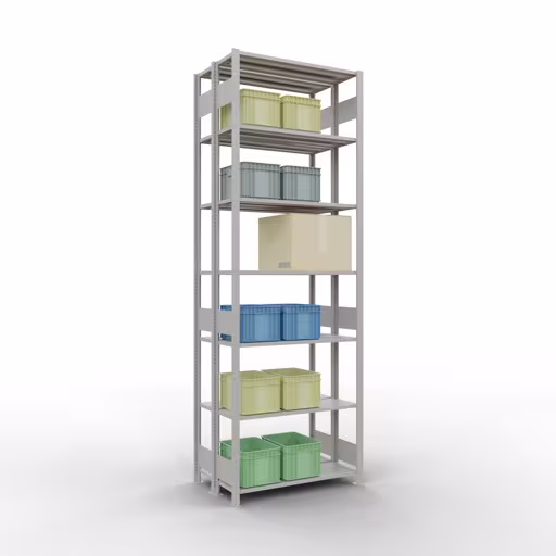 Andere weergave van het artikel Basisplank, dubbele plank, plankinsteeksysteem MULTIplus150, 3000 x 1000 x (2x300) mm (HxBxD), 2x7 planken, lengtestangen, RAL 7035 lichtgrijs Andere weergave van het artikel Basisplank, dubbele plank, plankinsteeksysteem MULTIplus150, 3000 x 1000 x (2x300) mm, 2x7 planken, RAL 7035 lichtgrijs uit de categorie plankenplanken