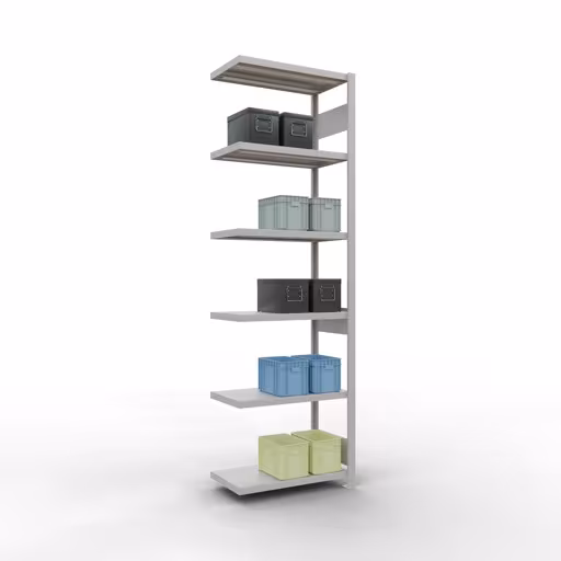 Afbeelding nr. 13 van het artikel aanbouwrekken, legbordstellingen, insteeksysteem MULTIplus250, 2500 x 750 x 400 mm, 6 legborden, lengtestangen, RAL 7035 lichtgrijs uit de productgroep insteeksysteem van Schulte Lagertechnik