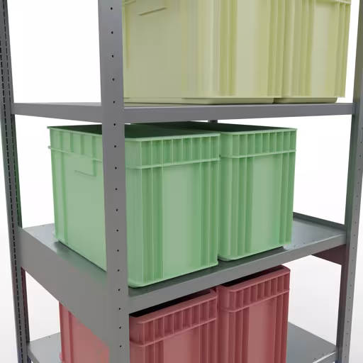 Extra afbeelding van het artikel Basisplank, legplank, insteeksysteem MULTIplus330, 2500 x 1000 x 800 mm (HxBxD), 6 legborden, kruisschoor, verzinkt vanaf basisplank