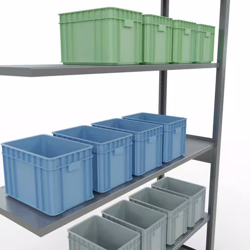 Aanbouwrekken, legborden, insteeksysteem MULTIplus150, 2500 x 1300 x 400 mm (HxBxD), 6 legborden, lengtestangen, verzinkt met artikelnr. 12746-130-LR Aanbouwrekken, rekken, insteeksysteem MULTIplus150, 2500 x 1300 x 400 mm, 6 legborden, lengtestangen, verzinkt van Schulte Lagertechnik uit de categorie insteeksystemen