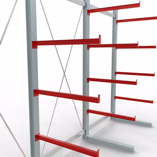 K 6000 compleet legbord, eenzijdig, 3000 x 4500 x 1000 mm, RAL 7001 / RAL 3000, 5 opslagniveaus uit de categorie K6000 voor zware goederen met GTIN 4058255011162 K 6000 compleet legbord, eenzijdig, 3000 x 4500 x 1000 mm, RAL 7001 / RAL 3000, 5 opslagniveaus van Schulte Lagertechnik uit het assortiment draagarmstellingen