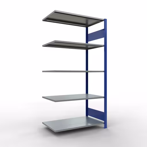 Aanbouwrekken, rekken, insteeksysteem MULTIplus150, 2000 x 1000 x 600 mm, 5 legborden, RAL 5010 gentiaanblauw/gegalvaniseerd van het merk Schulte Lagertechnik uit het assortiment insteeksysteem