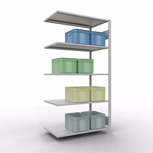 Figuur nr. 15 van het artikel aanbouwrekken, legbordstellingen, insteeksysteem MULTIplus85, 2000 x 1000 x 600 mm, 5 legborden, RAL 7035 lichtgrijs uit de productgroep insteeksysteem van het merk Schulte Lagertechnik.