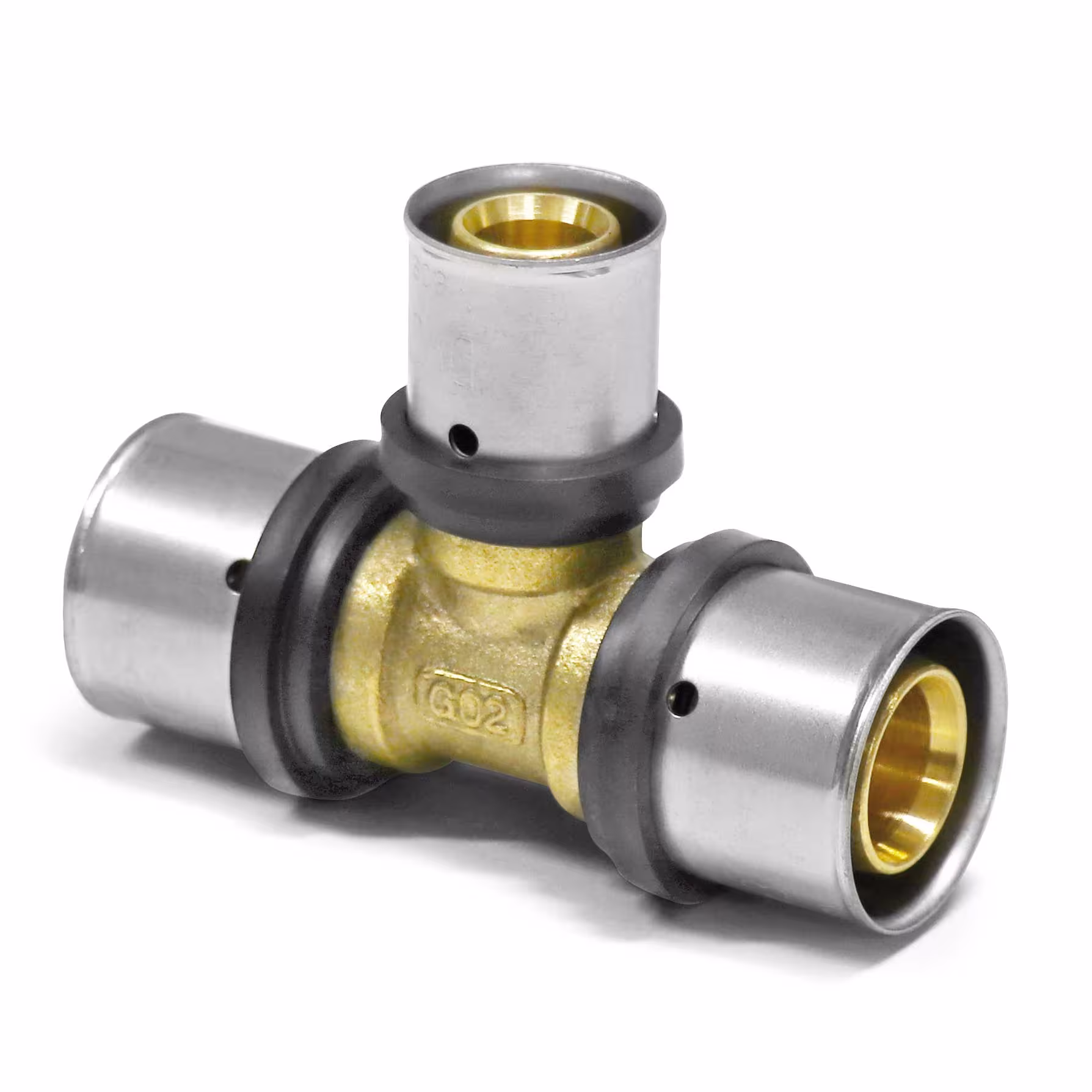 Pipetec pers T-stuk middenuitlaat gereduceerd 26 x 3 mm - 20 x 2 mm - 26 x 3 mm van Pipetec Pers T-stuk middenuitlaat gereduceerd, persfittingen, art.nr. PFT262026