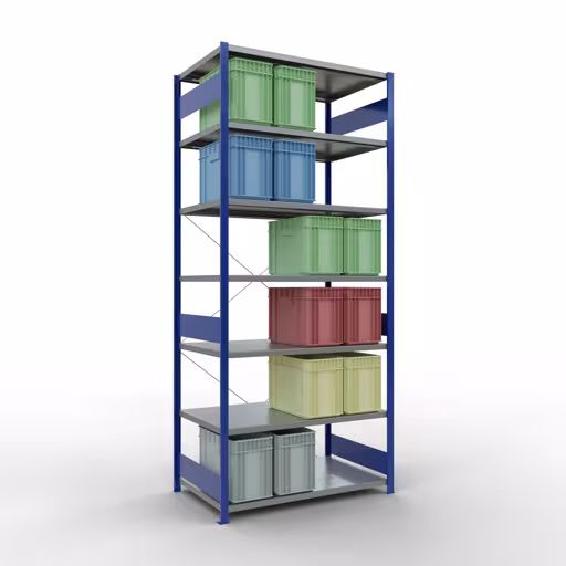 Figuur nr. 10 van het artikel basisrek, legbord-insteeksysteem MULTIplus250, 3000 x 1300 x 800 mm, 7 legborden, RAL 5010 gentiaanblauw/verzinkt uit de productgroep insteeksysteem van het merk Schulte Lagertechnik.