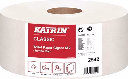 Katrin Classic Gigant M2 2-laags toiletpapier, 6 rollen van elk 1200 vellen, uit de categorie toiletpapier met artikelnummer 9000469119