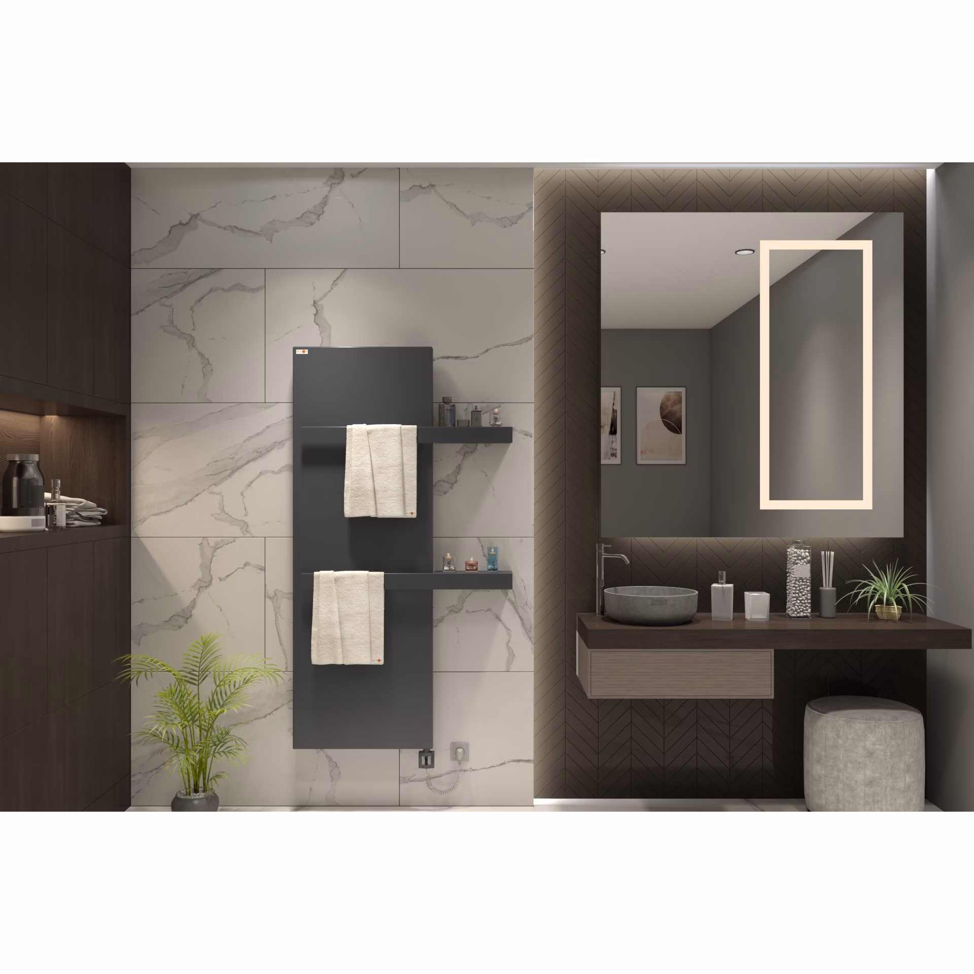 MERT Design Afdekking - Afdekking voor oude badkamerradiatoren van 400x1200 mm, antraciet