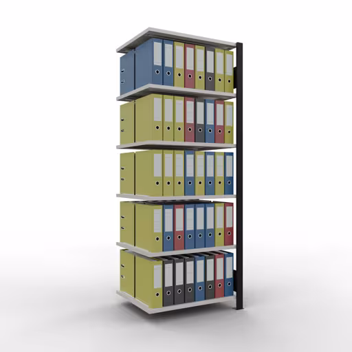 Productafbeelding nr. 12 van het artikel Aanbouwstelling, kantoorstelling, insteeksysteem MULTIplus150, 2000 x 750 x 600 mm, 6 legborden, lengtestangen, zonder middenaanslag, zwart/lichtgrijs Afbeelding nr. 12 van het artikel, kantoorrekken, insteeksysteem MULTIplus150, 2000 x 750 x 600 mm, 6 planken, zonder middenaanslag, zwart/lichtgrijs uit de productgroep kantoorrekken van Schulte Lagertechnik