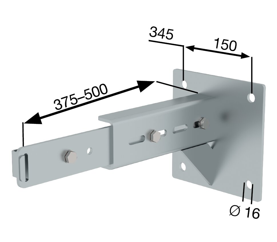 Produktbild (Abb. Ähnlich) 3819517 Munk muurbeugel met klem, verstelbaar 375-500mm, gegalvaniseerd staal