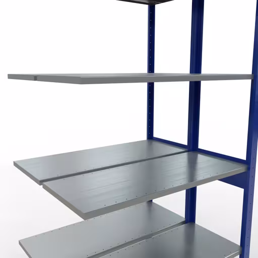 Andere weergave van het artikel Aanbouwrekken, dubbele rekken, rekkensysteem MULTIplus150, 2500 x 1000 x (2x400) mm, 2x6 planken, lengtestangen, RAL 5010 gentiaanblauw uit de categorie rekken