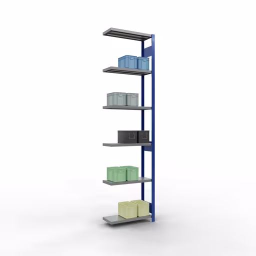 Afbeelding nr. 15 van het artikel aanbouwrekken, legbordstellingen, insteeksysteem MULTIplus250, 3000 x 750 x 300 mm, 7 legborden, lengtestangen, RAL 5010 gentiaanblauw/verzinkt/verzinkt uit de productgroep insteeksysteem van Schulte Lagertechnik.