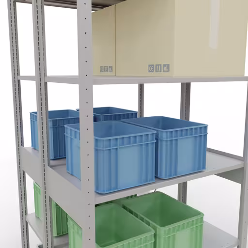 Afbeelding nr. 7 van het artikel basisplank, dubbele plank, stellingsysteem MULTIplus150, 2500 x 1000 x (2x500) mm, 2x6 planken, kruisschoor, RAL 7035 lichtgrijs uit de productgroep stellingrekken van Schulte Lagertechnik